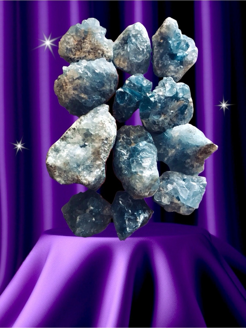 Natural Blue Celestite Crystal Cluster Collection - Home Accents